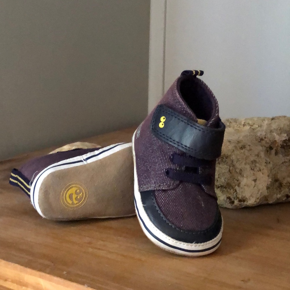 Baby boy high top shoes/sneakers. Blue/yellow denm
